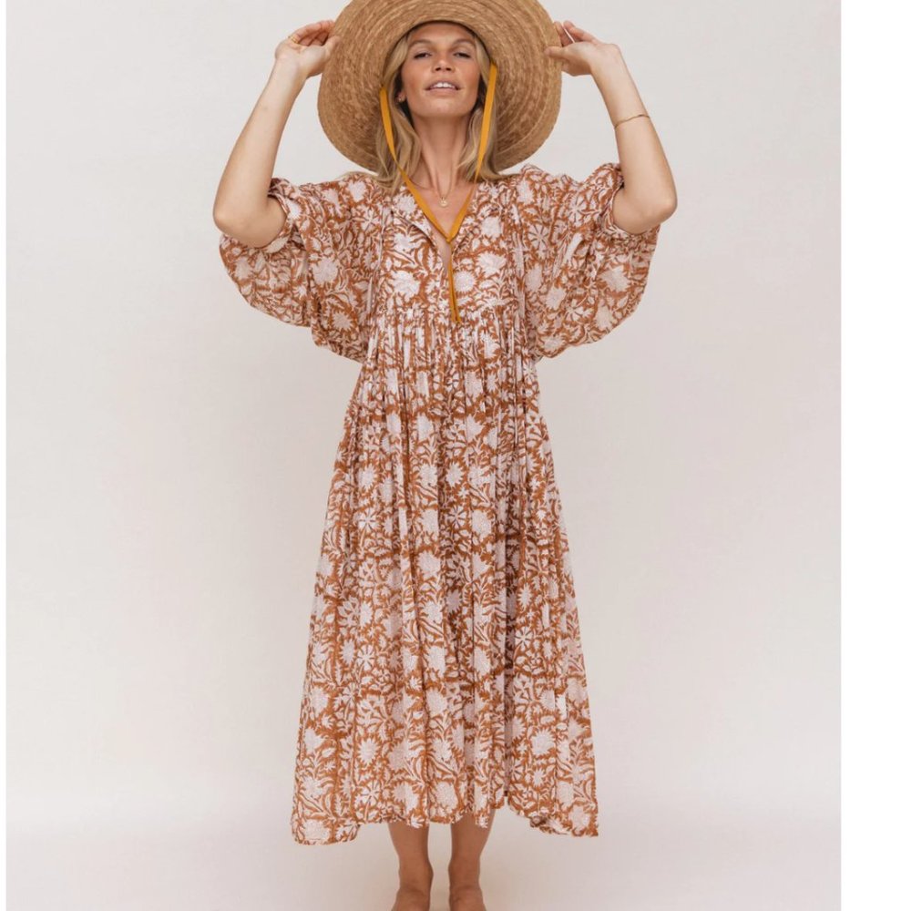 Daughters of India Kyra Midi Dress in Caramel
